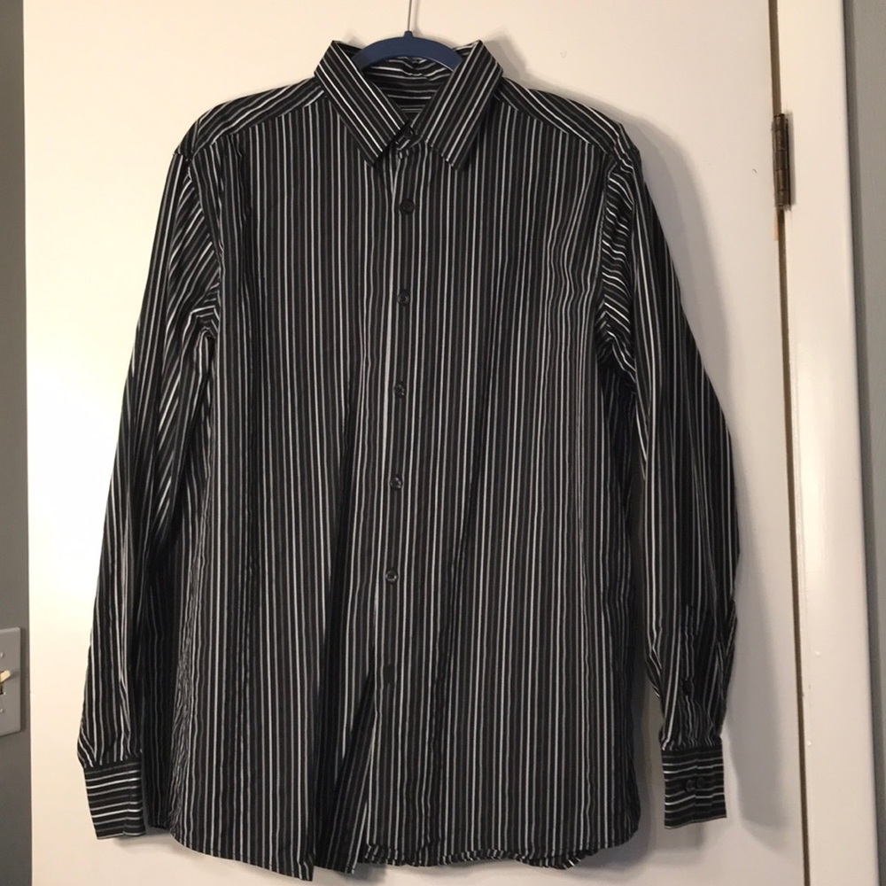 Black Claiborne Dress Shirt with Stripes